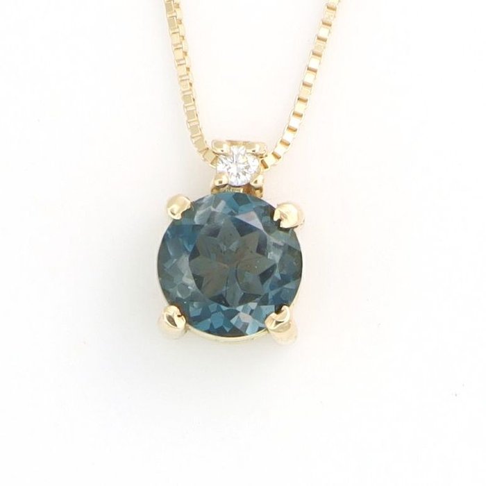 No Reserve Price - Necklace with pendant - 18 kt. Yellow gold Diamond  (Natural) - Topaz