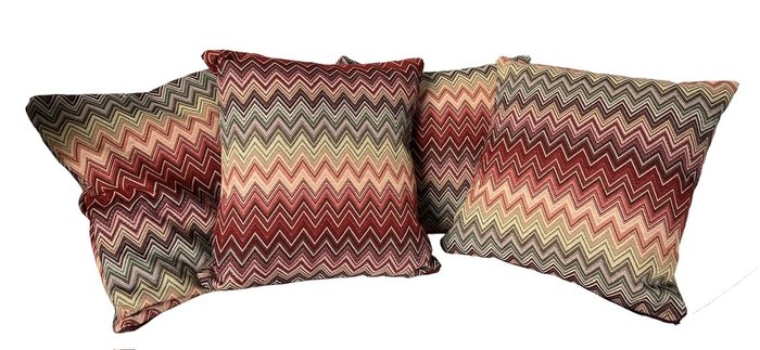 4 grandi cuscini realizzati a mano tessuto zig zag - Cuscino - 48 cm - 48 cm
