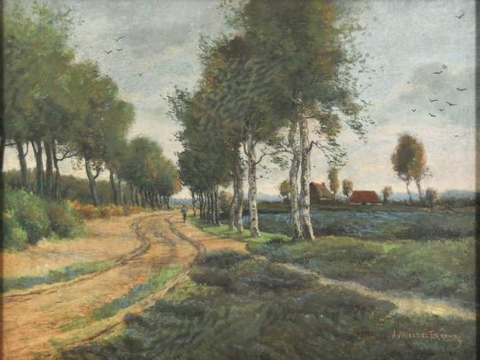 Adolphe Pieter H.J. van Weezel-Errens (1866 -1939) - Landschap met zandweg