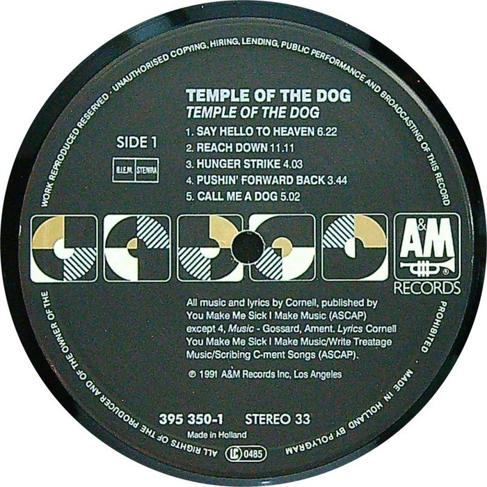 Temple Of The Dog (Europe 1991 1st pressing LP) – Temple Of The Dog (Alternative Rock, Grunge) – LP album (op zichzelf staand item) – 1ste persing – 1991