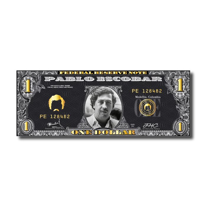 JHC ( 1990 ) - Pablo Escobar banknote 80 x 30cm