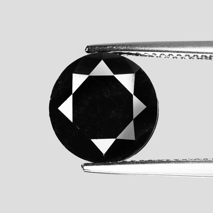1 pcs Diamant - 7.04 ct - Rund - Färgbehandlad - (IGI Lab Report) - Fancy Black
