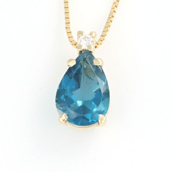 No Reserve Price - Necklace with pendant - 18 kt. Yellow gold Diamond  (Natural) - Topaz