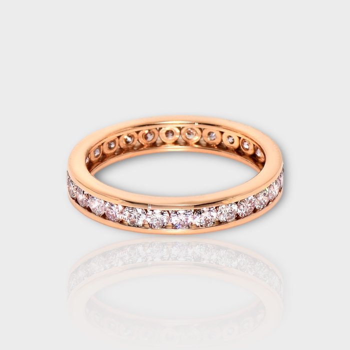 Ohne Mindestpreis - IGI 1.13 Ct Natural Pink Diamonds - Ewigkeitsring - 14 kt Roségold Diamant  (Natürlich)