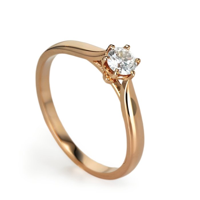 Inel de logodnă Aur roz Diamant  (Natural)