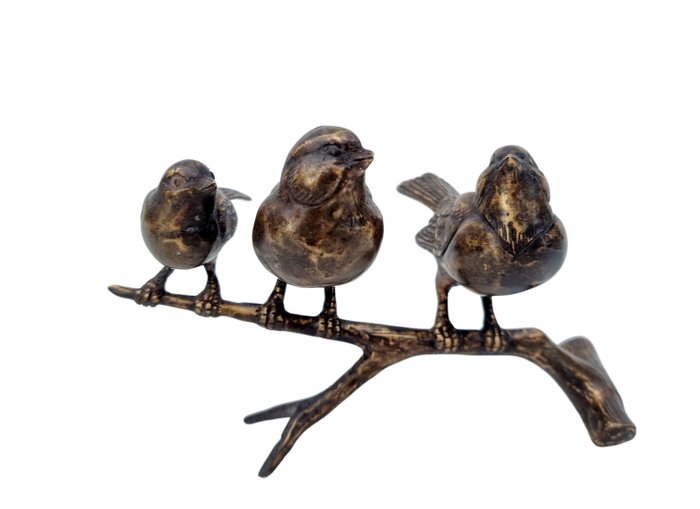 Figurine - Bird family - Bronze