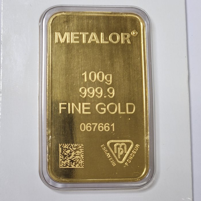 100 gram - Gull .999 - Metalor - Med sertifikat