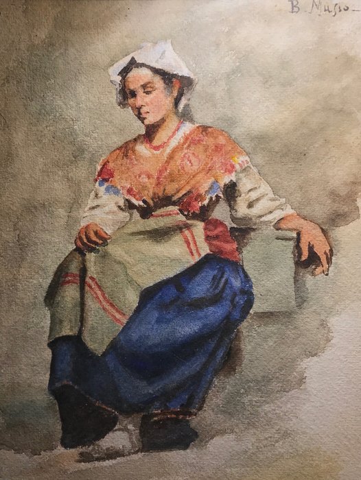 Benedetto Musso (1835-1883) - Ritratto di donna popolana