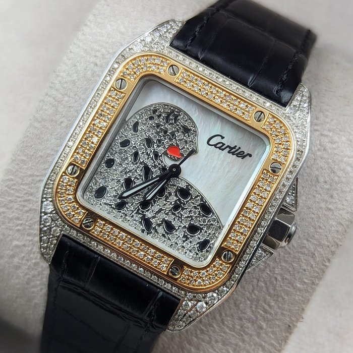 Cartier - Santos 100 Diamonds Leopard Special - 3001 - Homem - 2011-presente