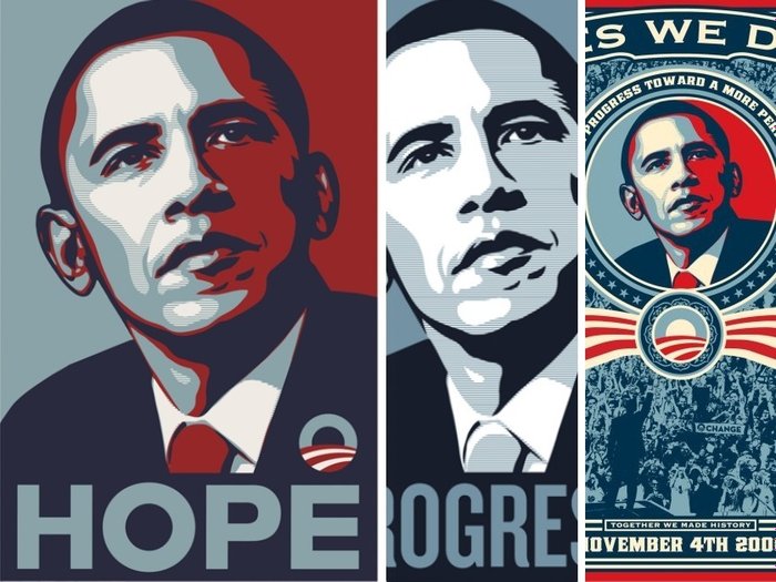 Shepard Fairey (OBEY) (1970) - Obama HOPE + PROGRESS + Yes We Did Collection