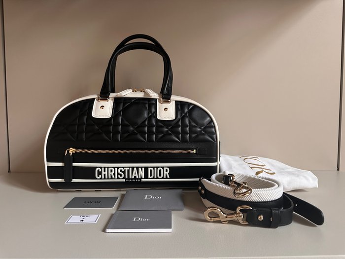 Christian Dior - Tracolla vibe bowling media macrocannage nera limited edition - Crossbody väska