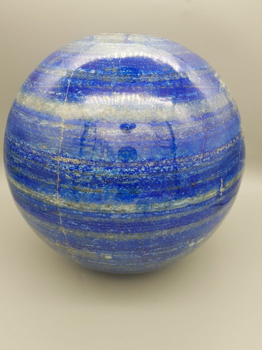 Lapis Lazuli TOP kvalitet - Ø32cm - natursten - XL bold - sjælden - lys blå - 50kg - Højde: 320 mm - Bredde: 320 mm- 50 kg - (1)