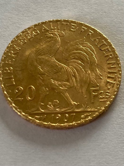 法國. Third Republic (1870-1940). 20 Francs 1907 Marianne  (沒有保留價)