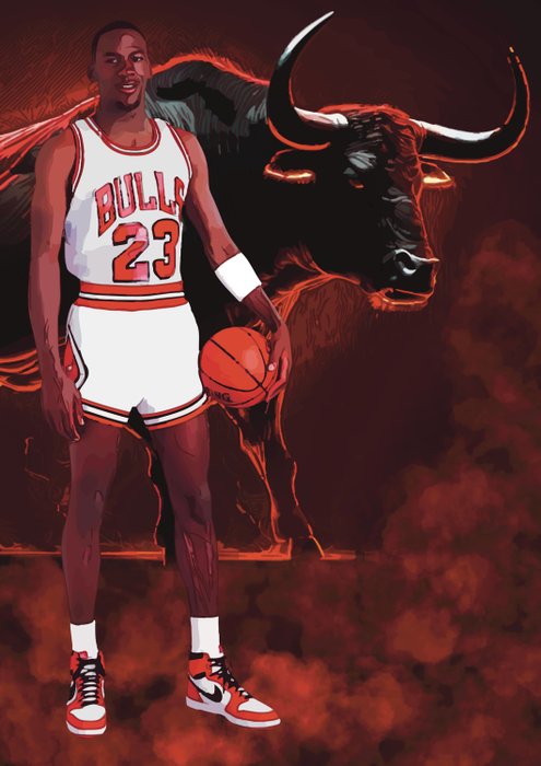 Chicago Bulls - NBA - Michael Jordan Rookie Edition 1984  Limited Edition 3/3 w/COA (LAST Worldwide) - 2024 Artwork 