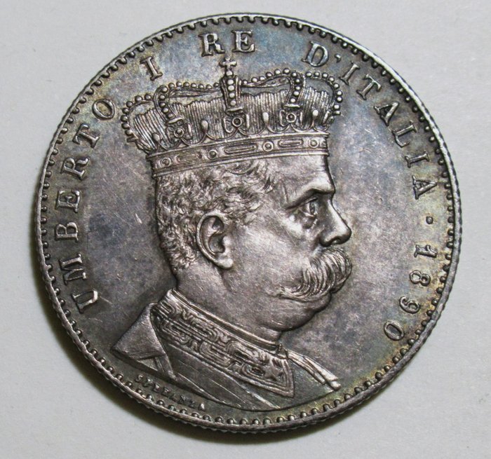 Italia, Eritrea italiana. Humberto I de Saboya (1878-1900). 2 Lire 1890 Alta conservazione