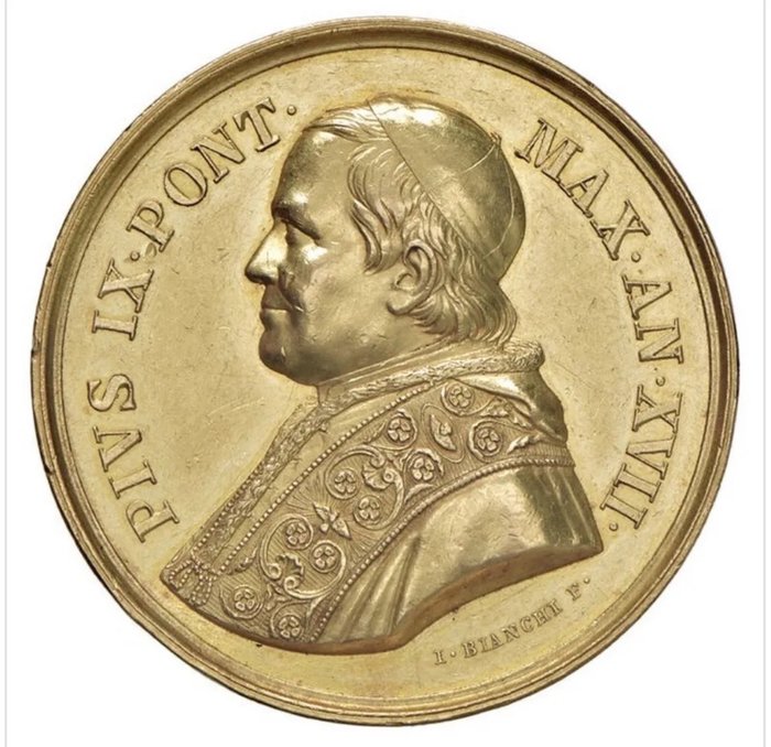 Italien, Kirkestaten. Gold medal 1863 "Lavanda” - only 15 coined specimens