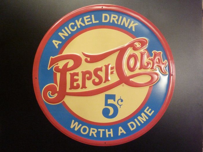 Panneau - PEPSI COLA plaque en tôle originale USA aluminium 60 cm logo XXL panneau publicitaire pour boisson - Aluminium