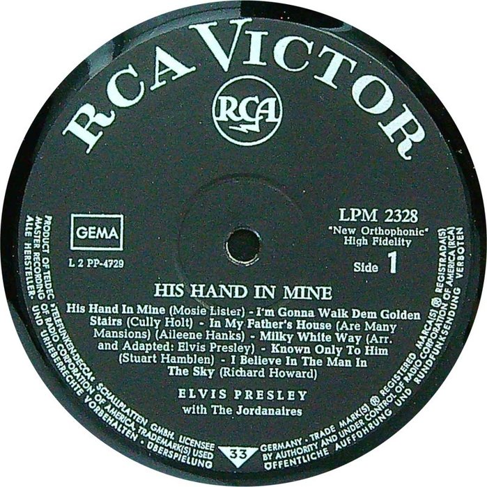 Elvis Presley (Germany 1964 1st pressing MONO LP) – His Hand In Mine – LP album (op zichzelf staand item) – 1ste persing – 1964