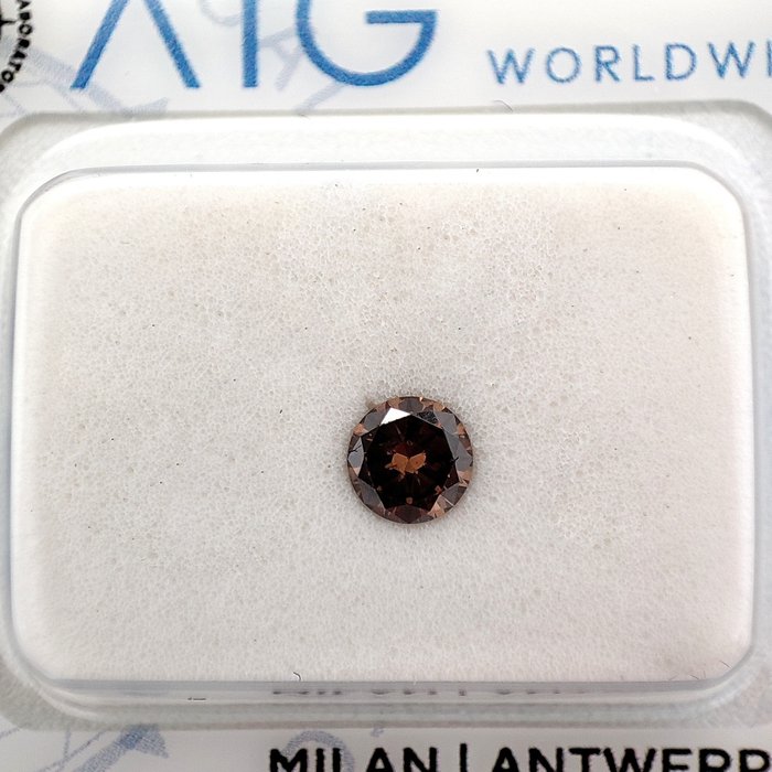 Diamant - 0.23 ct - Rund - Fancy Deep Orangy Brown - SI1  *NO RESERVE PRICE*