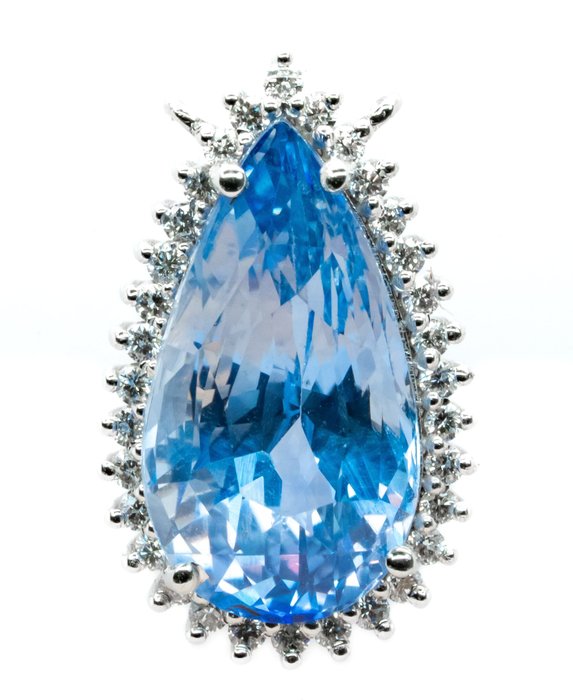 Sans Prix de Réserve - 7.93 ct - Pastel Blue Sapphire (Ceylon) - Pendentif Or blanc 