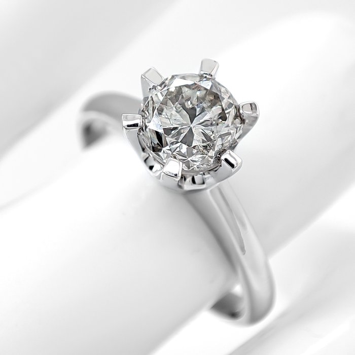 No Reserve Price 1.28 Carat J/SI2 Diamond Solitaire Ring - 14 karat Hvitt gull - Ring - 1.02 ct Diamant