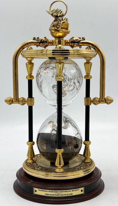 The National Maritime Historical Society & The Franklin Mint presents: The Maritime Hour Glass – Zandloper – Zwaar 24 karaat verguld – 1980-1990