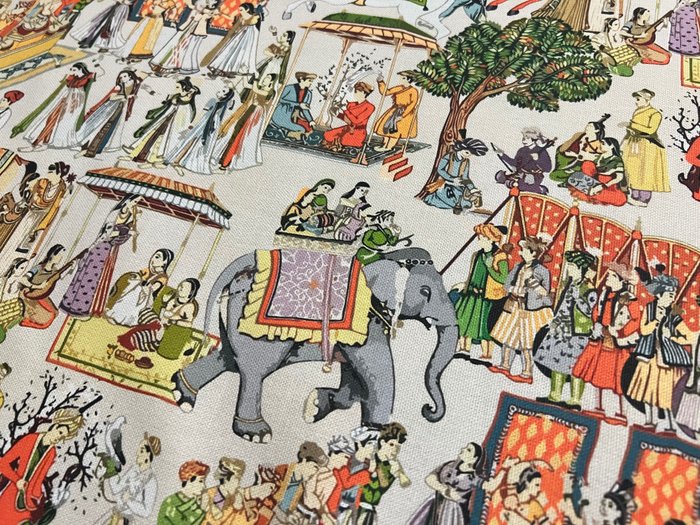 Raro ed esclusivo cotone tema paesaggio indiano ! - Upholstery fabric  - 300 cm - 280 cm