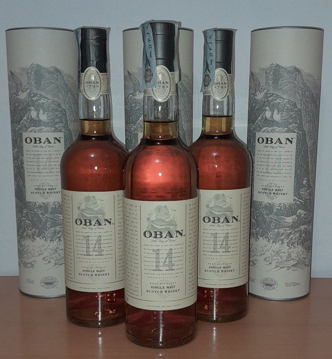 Oban 14 years old - Original bottling  - 70 cl - 3 flaschen