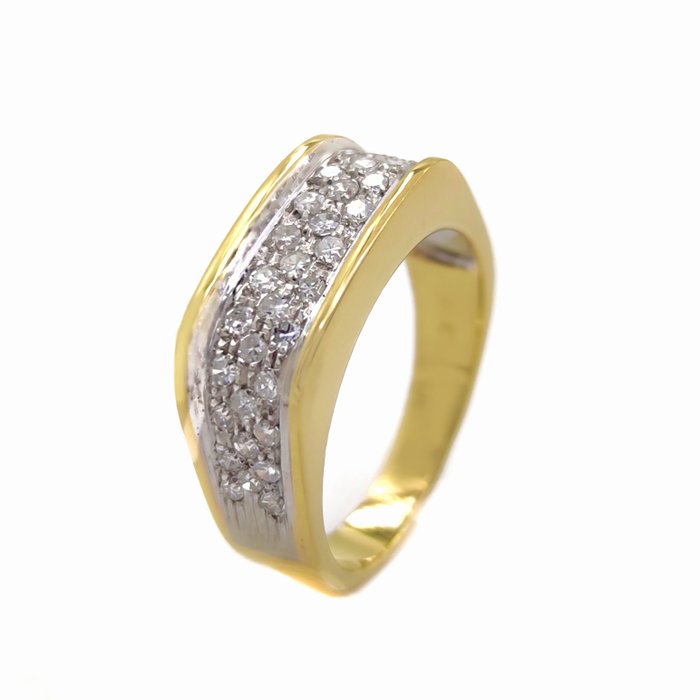 Ring Gelbgold, Weißgold, Diamanten 0,57 ct Diamant  (Natürlich) 