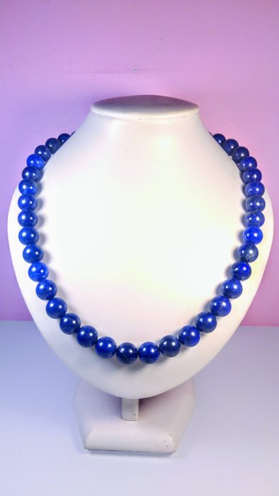 Lapis lazuli - Okrągłe koraliki z lapisu lazuli - Naszyjnik