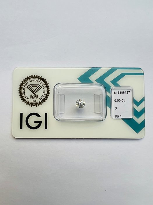 1 pcs Diamant  (Natuurlijk)  - 0.50 ct - D (kleurloos) - VS1 - International Gemological Institute (IGI)