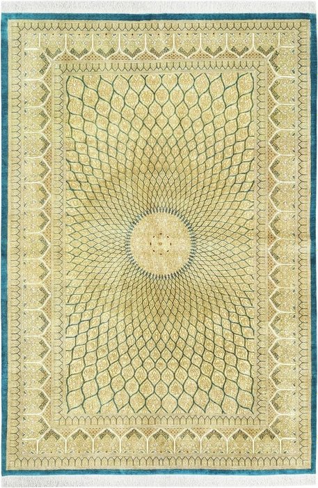 波斯 Ghom 纯丝绸上丝绸 Ghonbad 设计 - 小地毯 - 202 cm - 138 cm