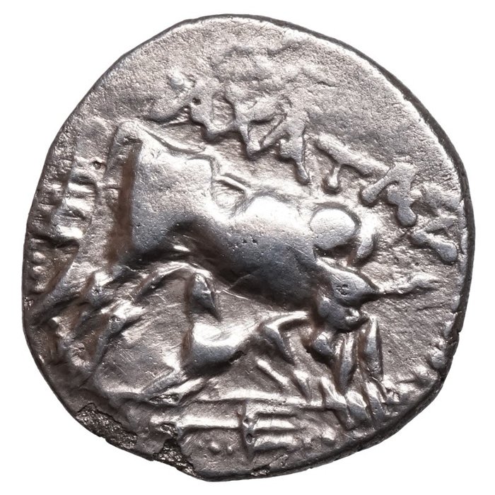 伊利里亚，迪尔哈奇姆. Drachm (~250-200 BCE) Kuh mit Kalb
