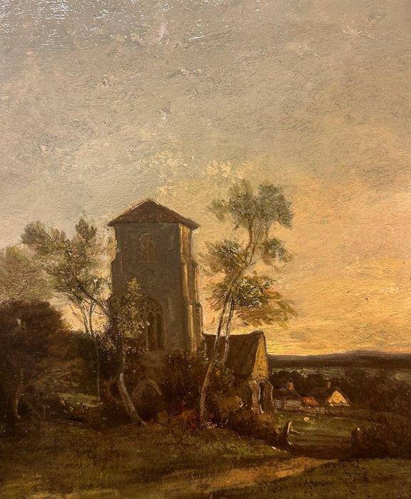 Scuola inglese (XIX) - Paesaggio con chiesa