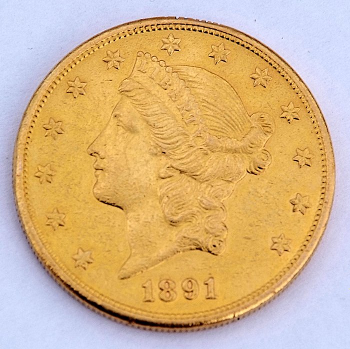 Förenta staterna. Liberty Head $20 Gold Double Eagle 1891-S (San Francisco)