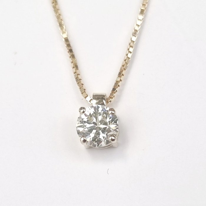 Halsband med hänge - 14 kt Gult guld -  0.65ct. tw. Diamant  (Natural)
