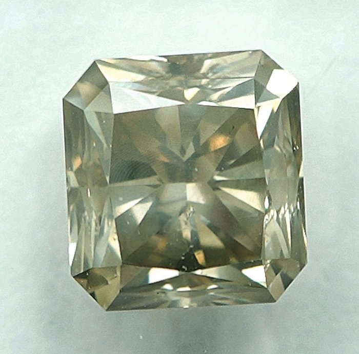Diament - 1.58 ct - radiant - Natural Fancy Light Grayish Yellow - SI2 (z nieznacznymi inkluzjami)