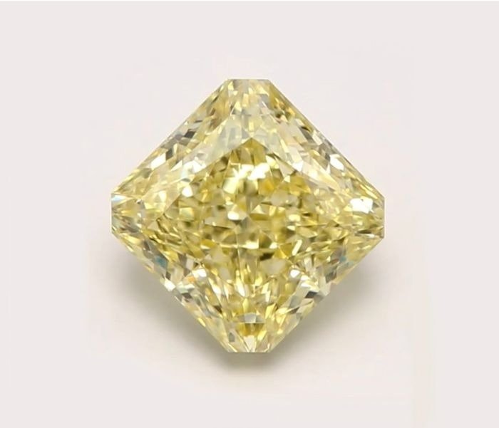 1 pcs Diamant - 0.70 ct - Radiant - Fancy Intensiv gelb - LC (lupenrein)