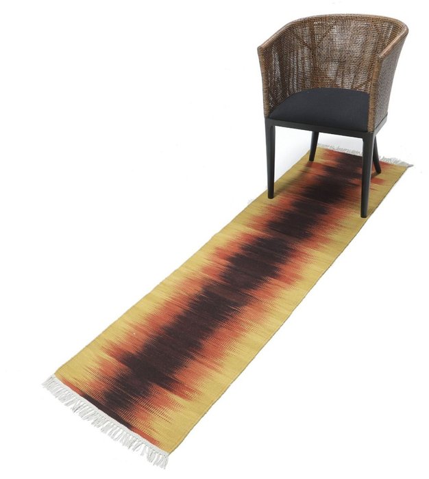 采用真羊毛制成的原创现代基里姆基里姆 - 凯利姆平织地毯 - 200 cm - 55 cm