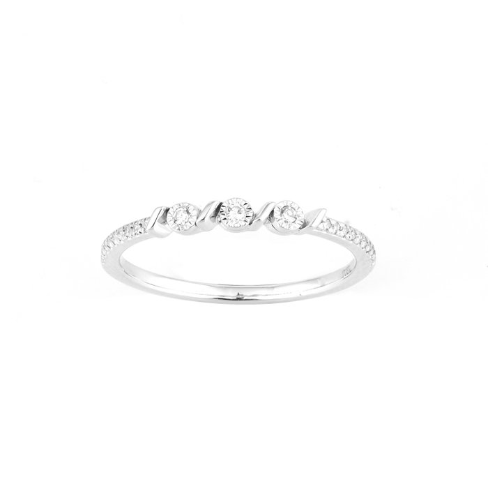 No Reserve Price - Ring - 14 kt. White gold -  0.05 tw. Diamond  (Natural) 
