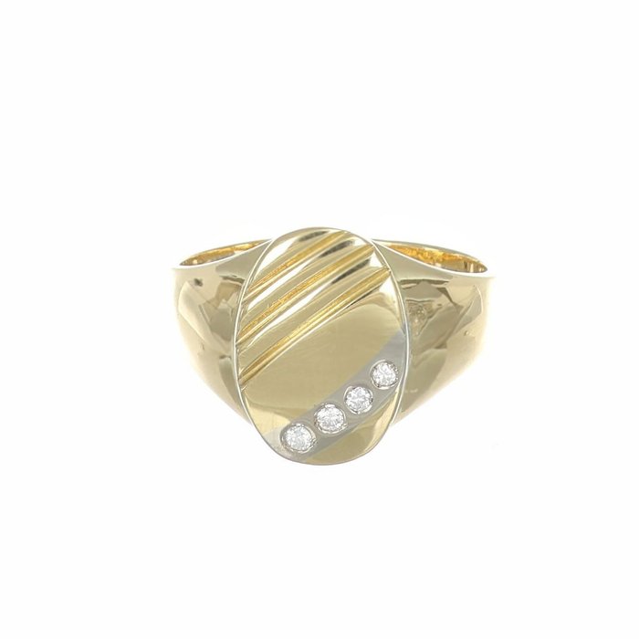 Pierścionek - Białe złoto, Żółte złoto okrągły Diament 