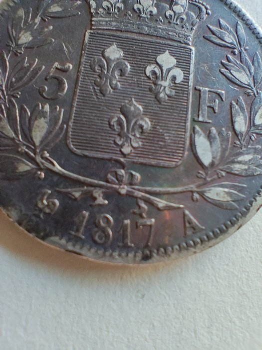 法國. 路易十八世 (1814-1824). 5 Francs 1817-A, Paris