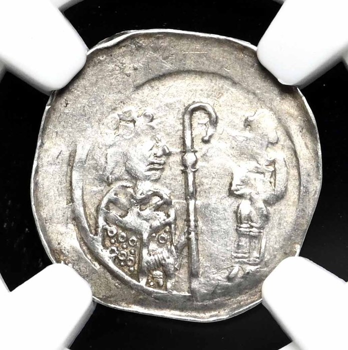 Bistum Straßburg. Anonymous. 1 Pfennig no Date (ca. 1050-1250) Paschal Lamb type - in a slab NGC MS61