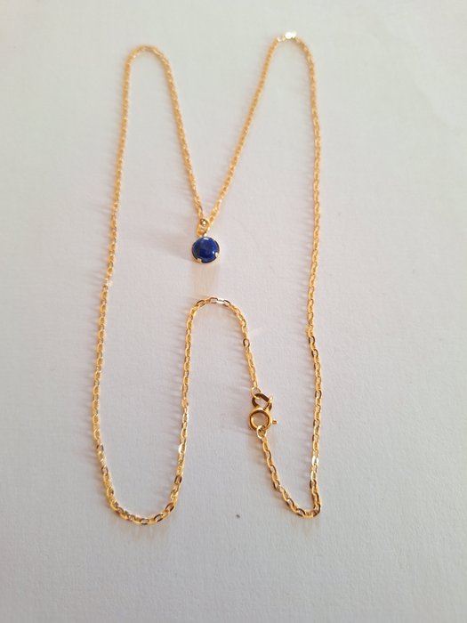 Utan reservationspris Halsband med hänge - Gult guld Lapis lazuli 