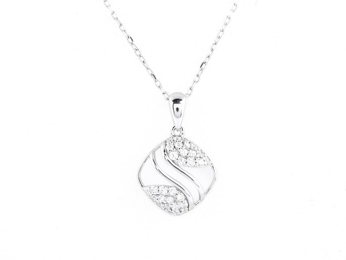 Necklace with pendant - 18 kt. White gold -  0.23ct. tw. Diamond  (Natural)