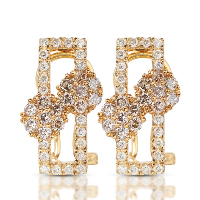 Sans Prix de Réserve - Boucles d'oreilles - 18 carats Or jaune -  1.76 tw. Diamant  (Naturelle) - Diamant