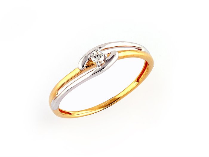 Ring - 18 karat Gull -  0.05 tw. Diamant  (Naturlig) 