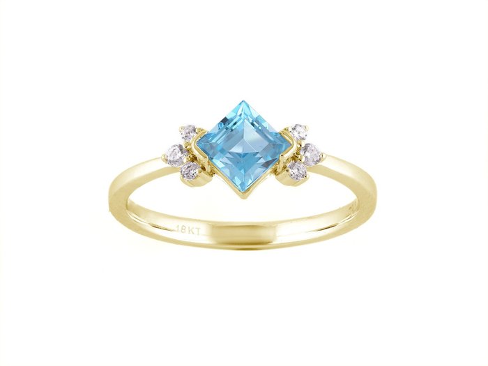 Ring - 18 Karat Gold - Gelbgold -  0.98ct. Topas - Diamant 
