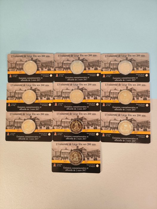 Βέλγιο. 2 Euro 2017 "Università di Liegi" (10 coincards) versione francese  (χωρίς τιμή ασφαλείας)