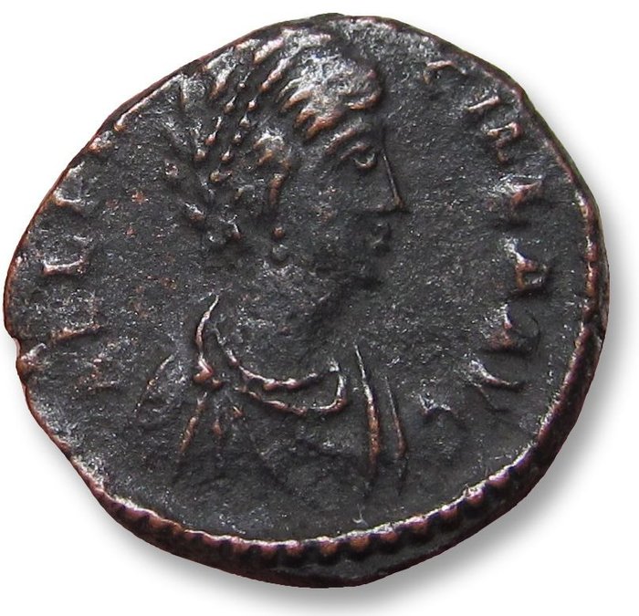 罗马帝国. 阿莉娅·弗拉西拉 （† 386）. 1/2 Follis Antioch mint 5th officina (Є) circa 383-386 A.D. - tiny little 13mm coin -